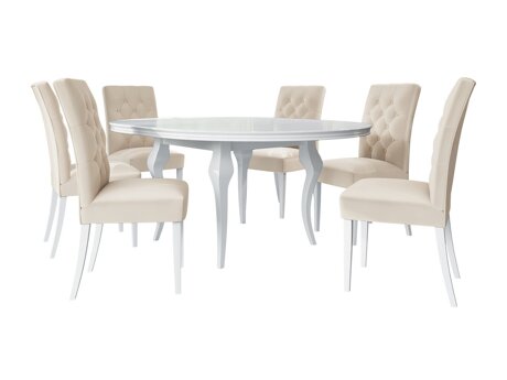 Salle à manger complète Racine 138 (Blanc brillant + Magic Velvet 2250)