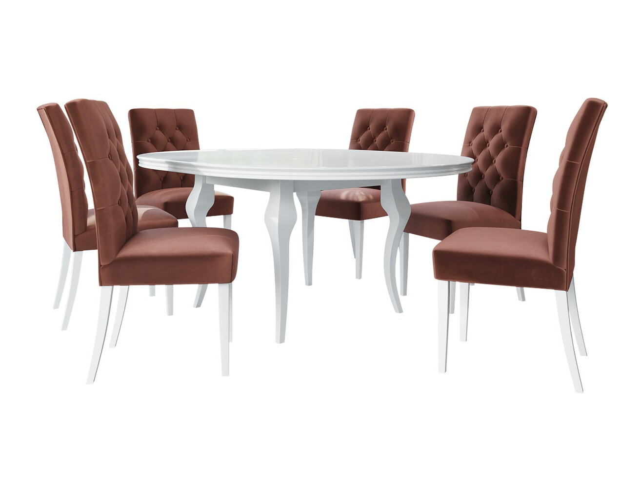 Salle à manger complète Racine 138 (Blanc brillant + Magic Velvet 2258)