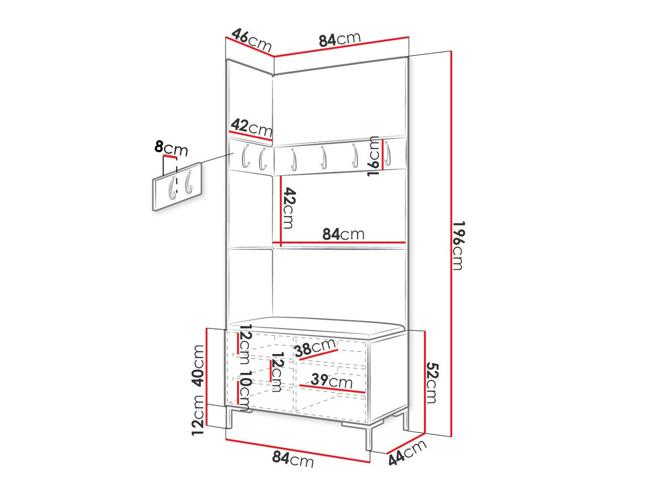 Meuble d'entrée Nomal IV (Blanc)