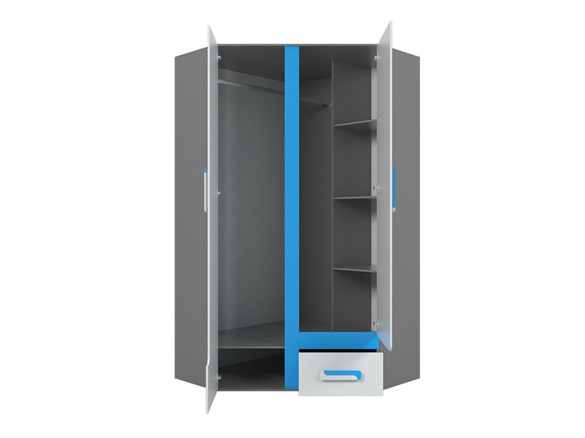 Armoire d'angle Levtala 102 (Anthracite + Blanc)