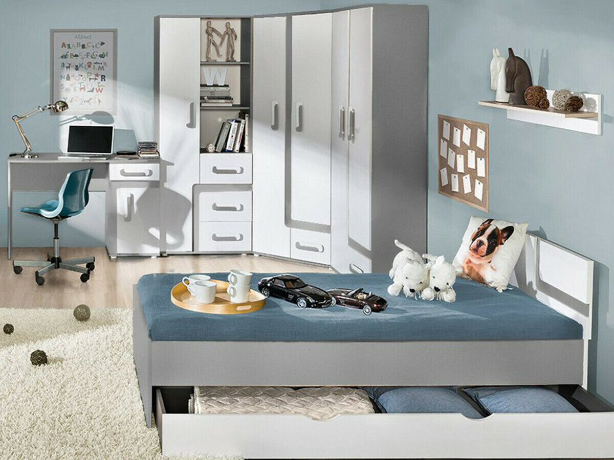 Armoire d'angle Levtala 102 (Anthracite + Blanc)