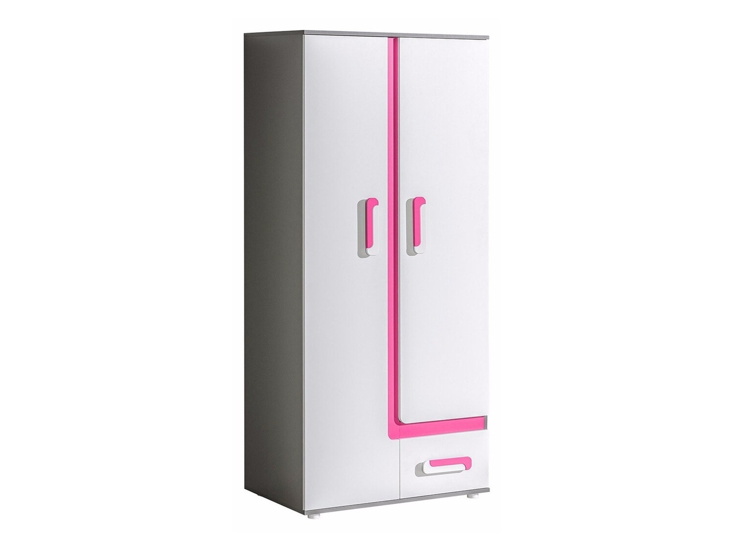 Armoire Levtala 101 (Anthracite + Blanc + Rose)