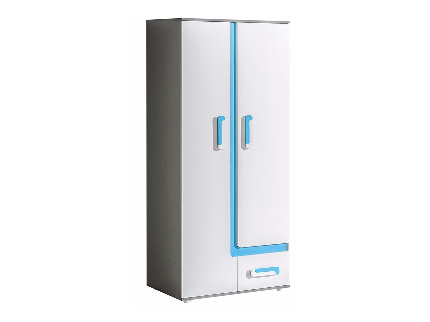 Armoire Levtala 101 (Anthracite + Blanc + Turquoise)