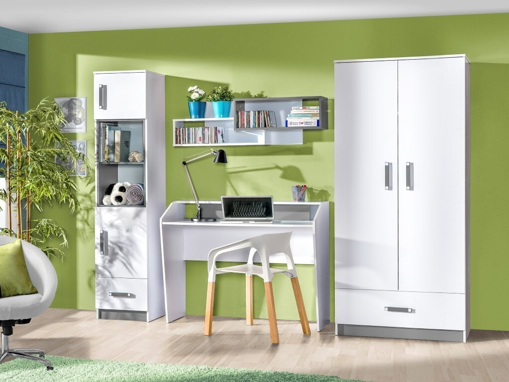 Chambre enfant complète Lorlare 100 (Blanc + Gris)