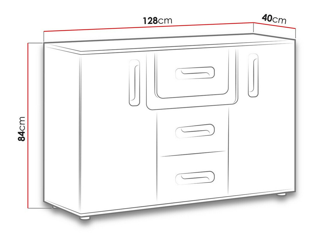 Commode Levtala 107 (Anthracite + Blanc + Rose)