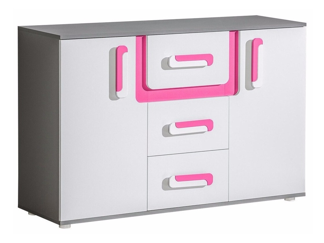 Commode Levtala 107 (Anthracite + Blanc + Rose)