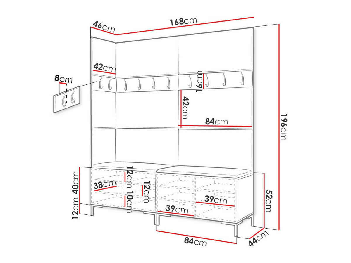 Meuble d'entrée Nomal V (Faux cuir Soft 017)