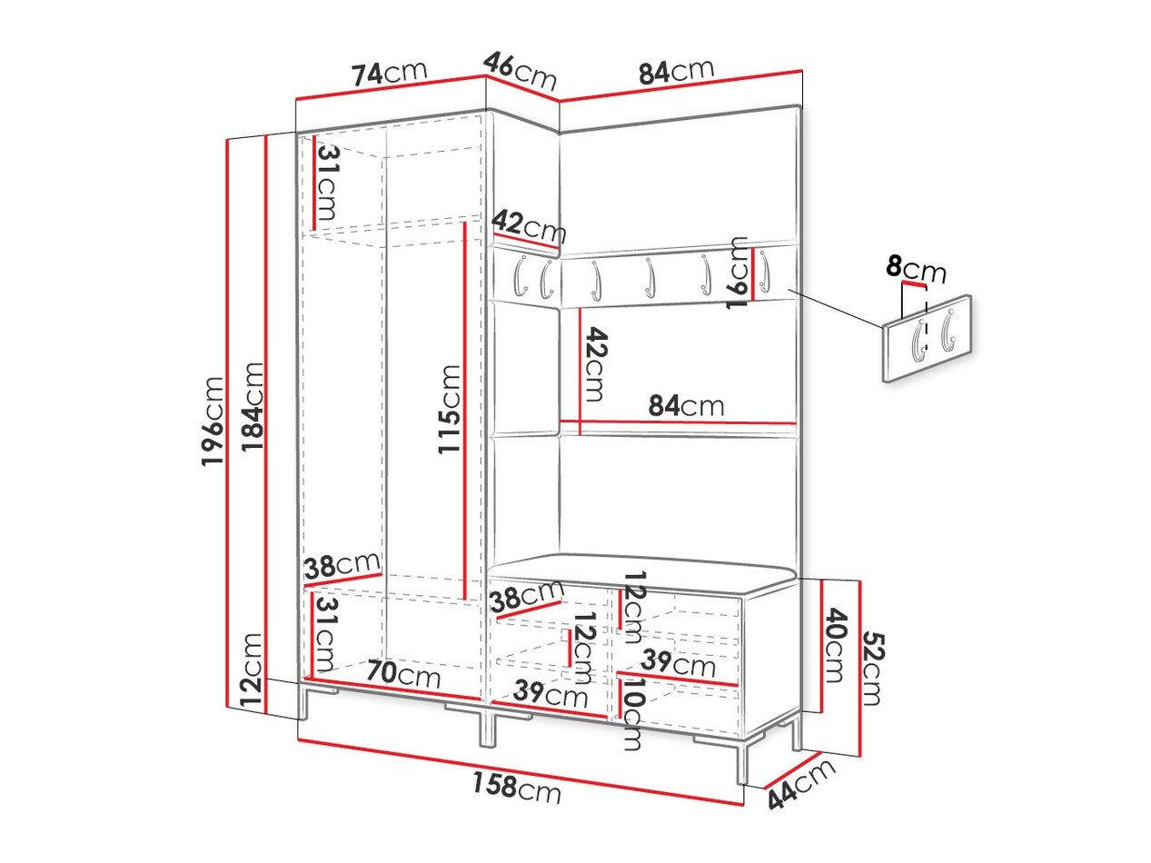 Meuble d'entrée Nomal IX (Faux cuir Soft 017)