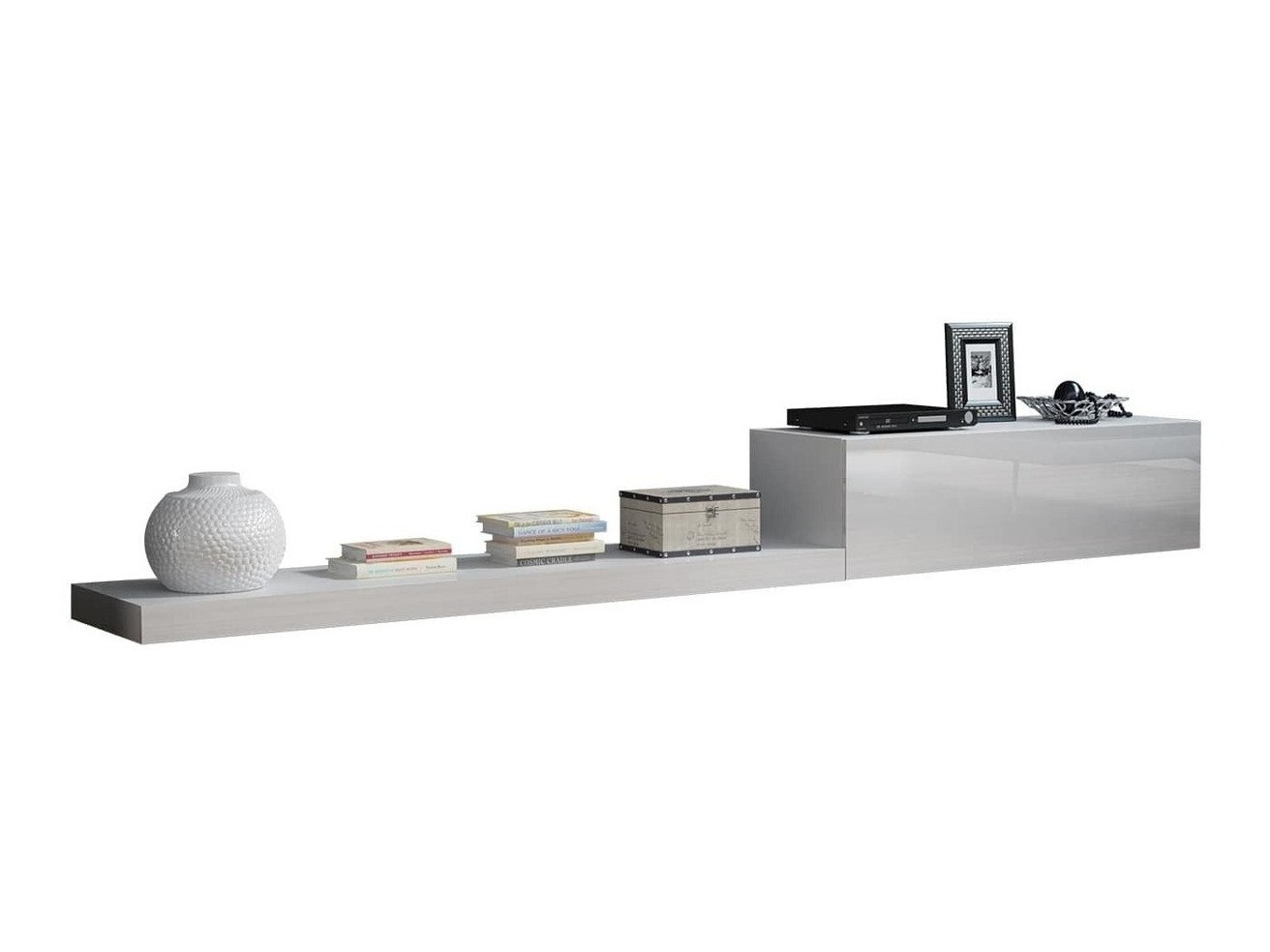 Meuble TV Odebeli 100 (Blanc + Blanc brillant)