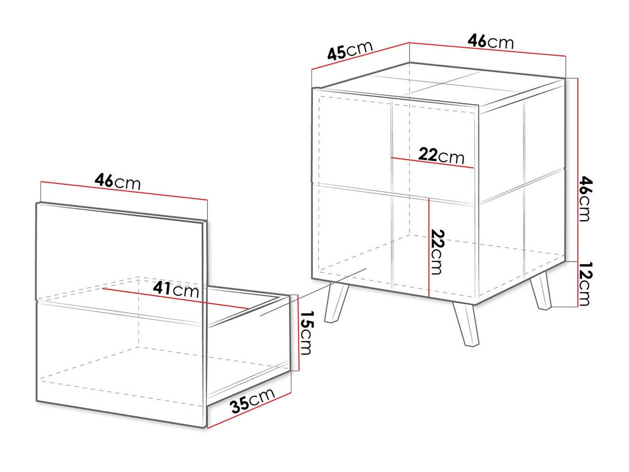 Ensemble de tables de chevet Charlotte 134 (Blanc brillant)