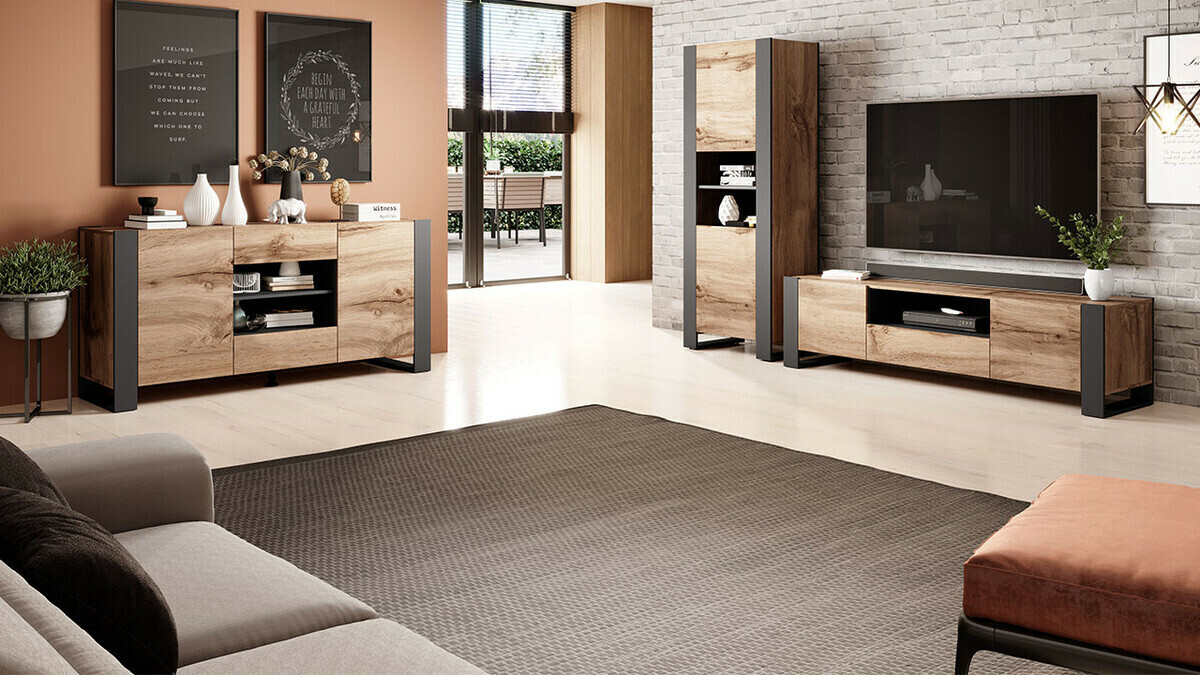 Meuble TV Socius (Chêne wotan + Anthracite)