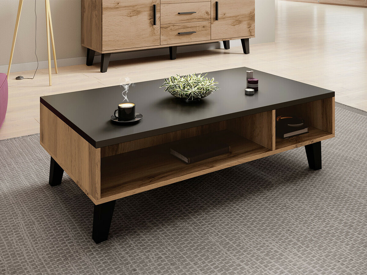 Table basse Larfloi 101 (Chêne wotan + Noir)