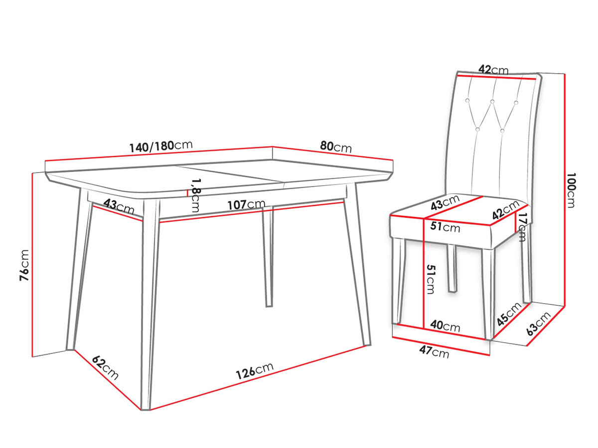 Salle à manger complète Racine 144 (Blanc + Magic Velvet 2219)