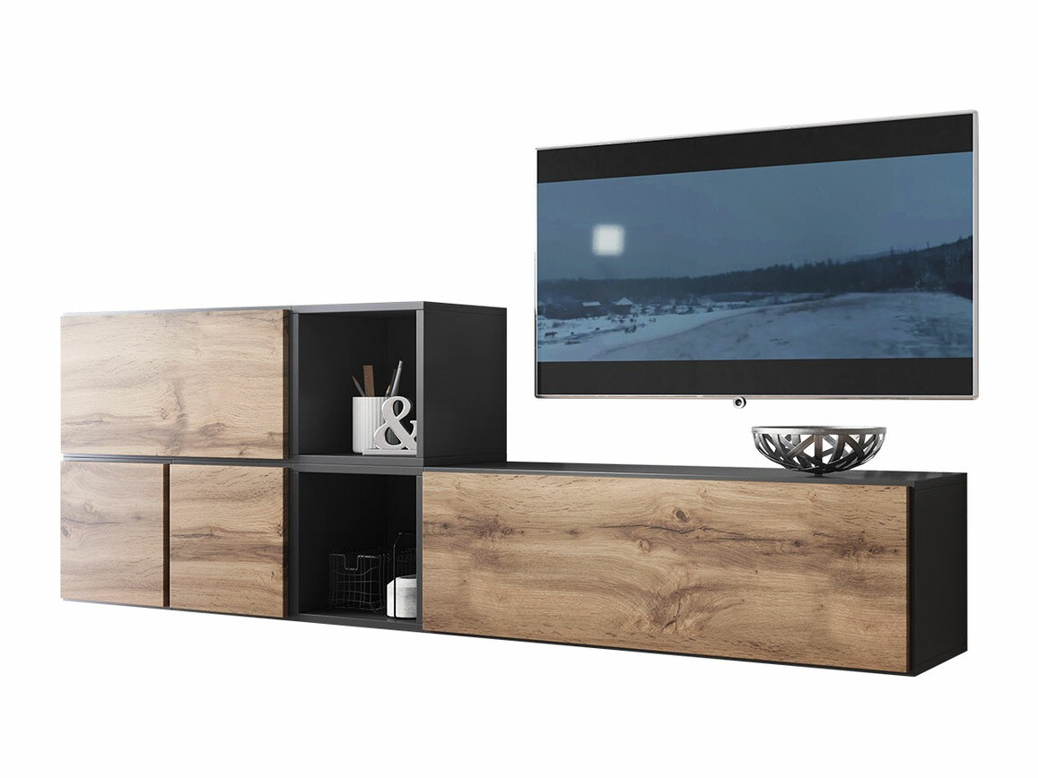 Meuble TV Corbele 114 (Anthracite + Chêne wotan)