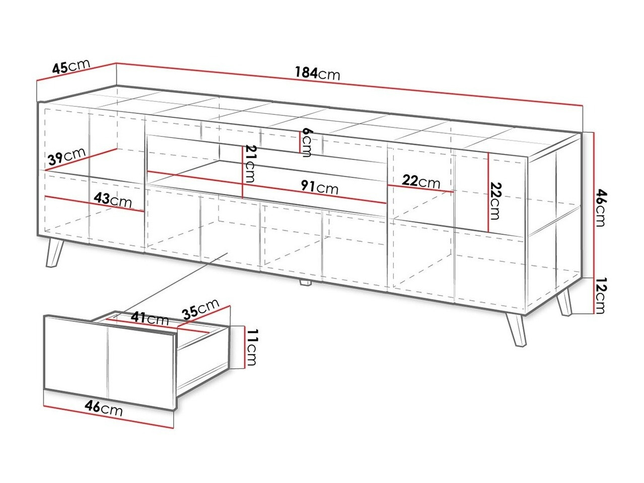 Meuble TV Charlotte 131 (Blanc brillant)