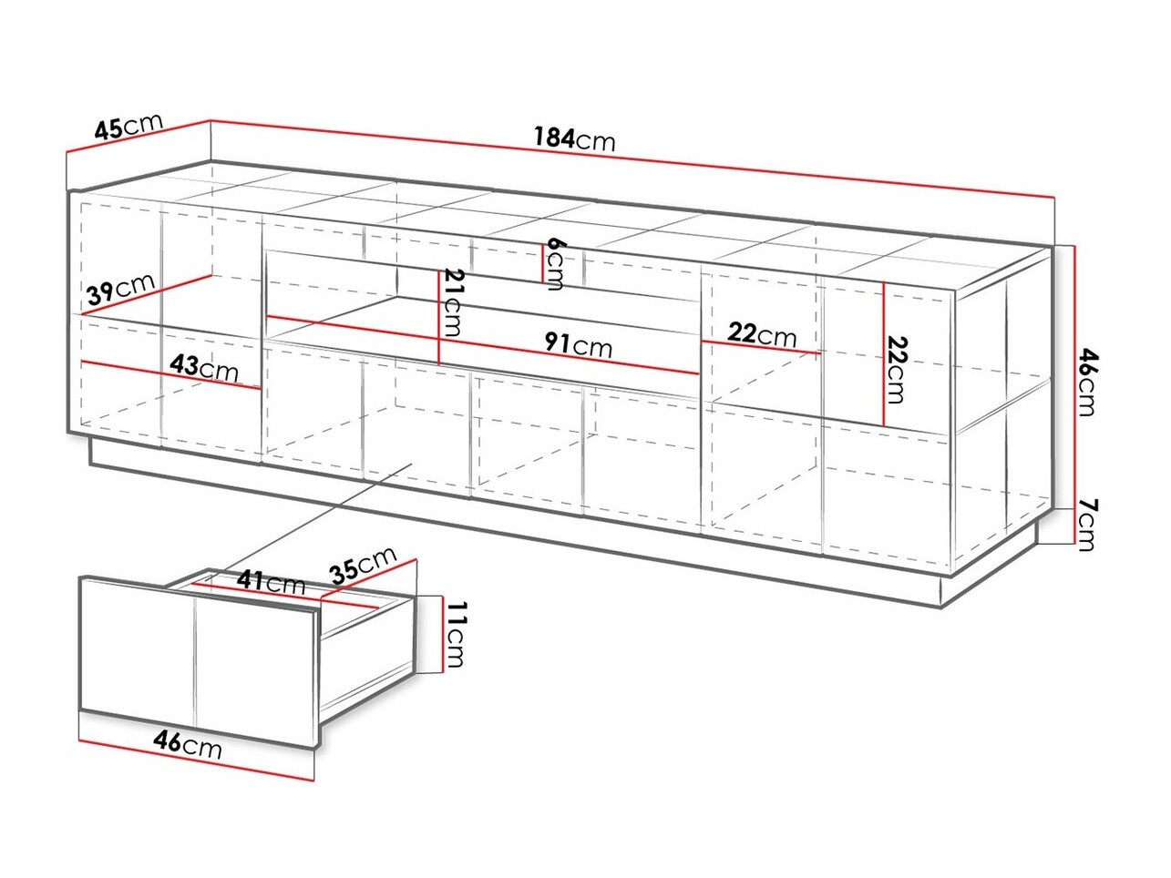 Meuble TV Charlotte 131 (Blanc brillant)