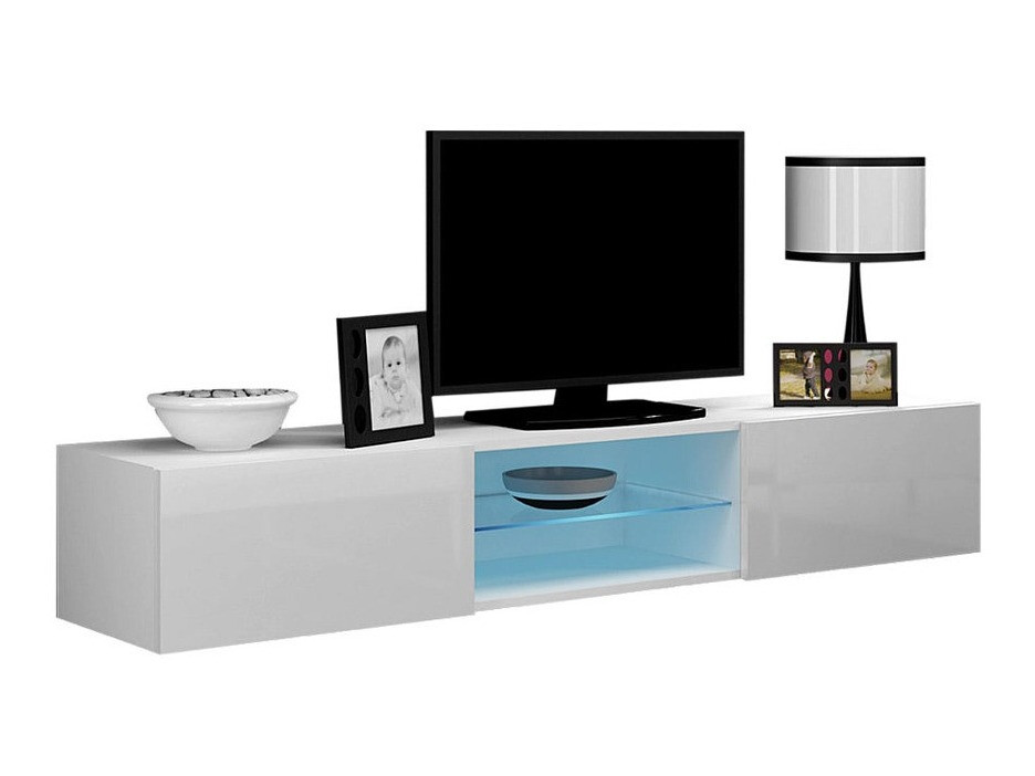 Meuble TV Venenou 124 (Blanc + Blanc brillant)