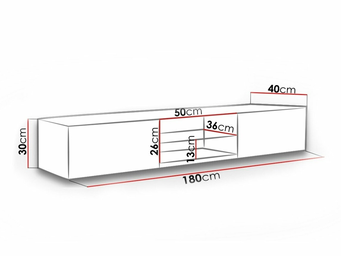 Meuble TV Venenou 124 (Blanc + Blanc brillant)