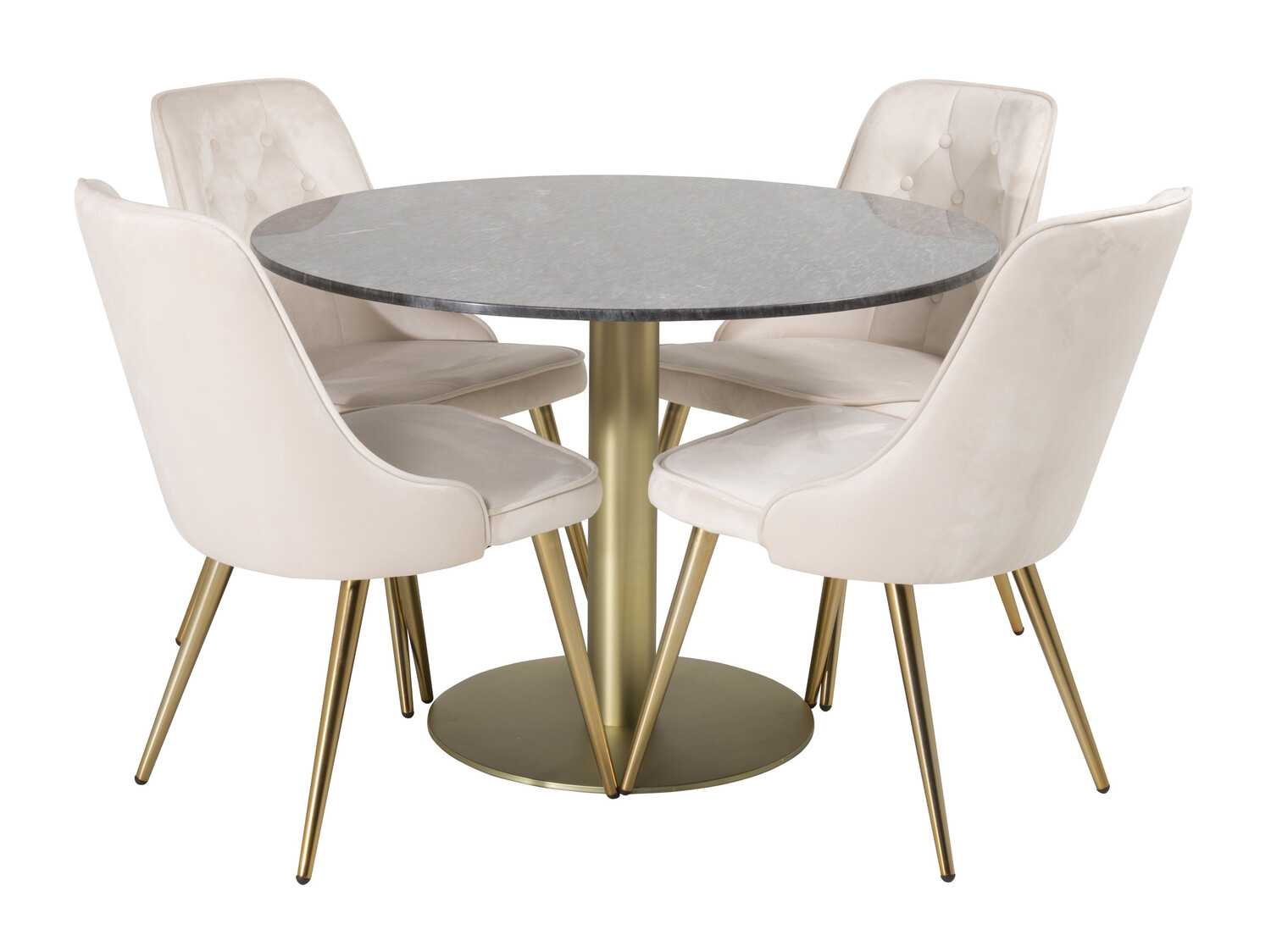 Salle à manger complète Dallas 370 (Beige + Laiton)
