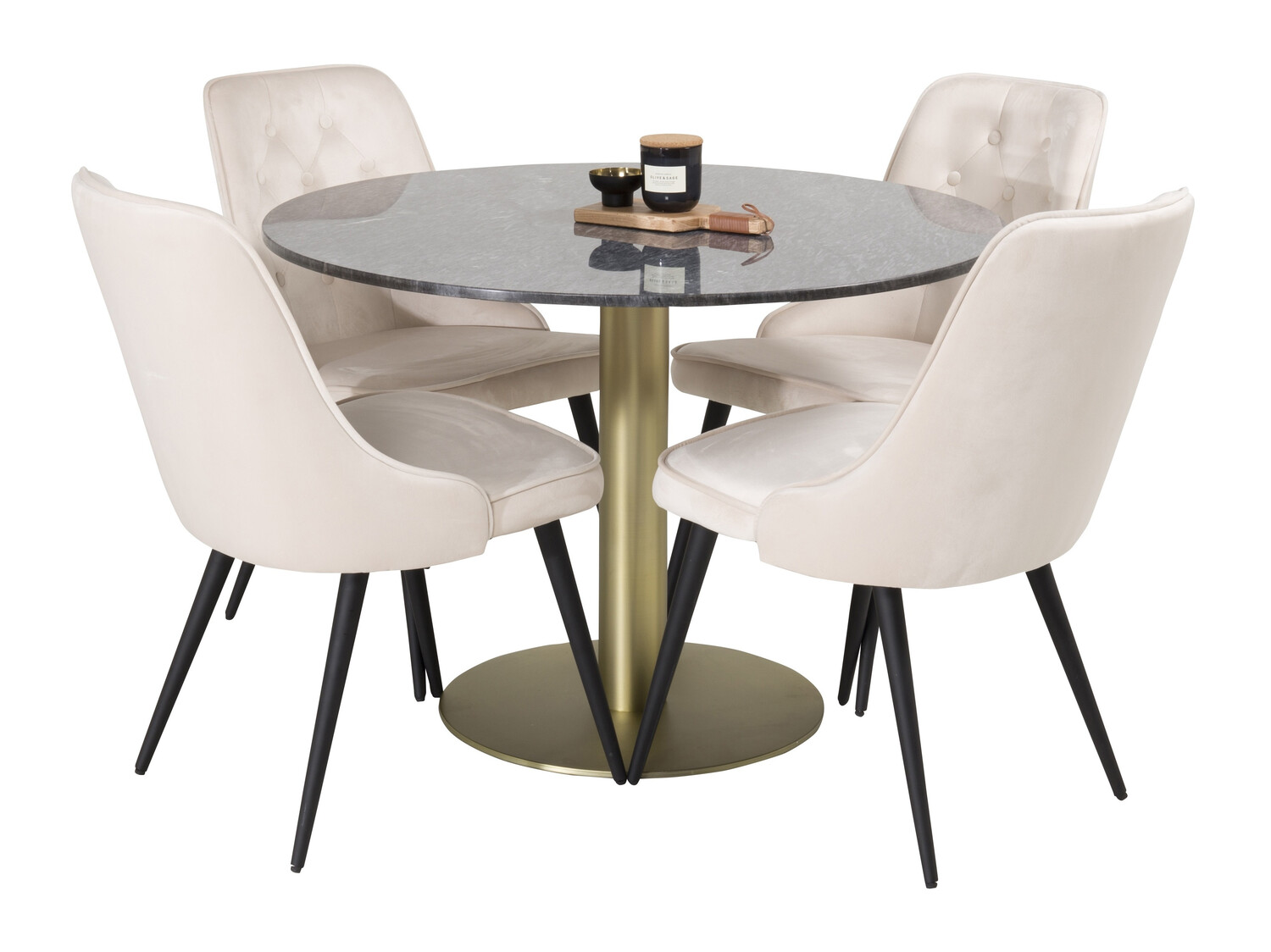 Salle à manger complète Dallas 370 (Beige + Noir)