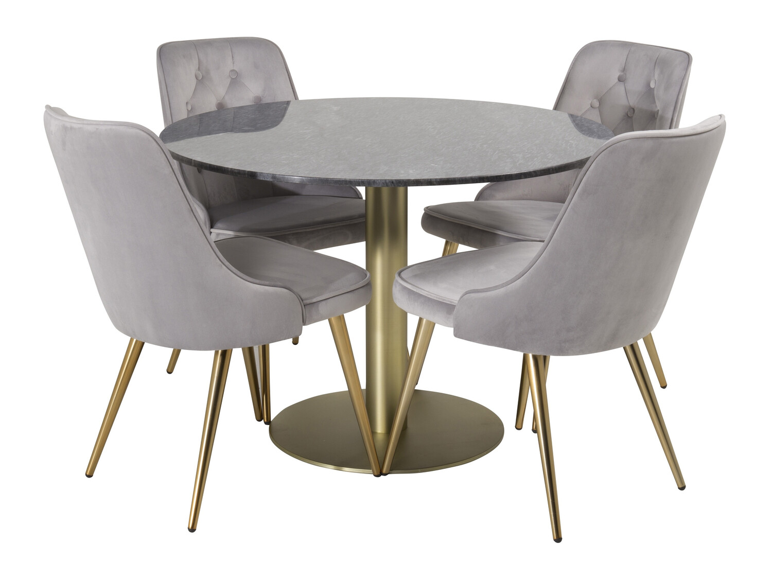 Salle à manger complète Dallas 370 (Gris + Laiton)