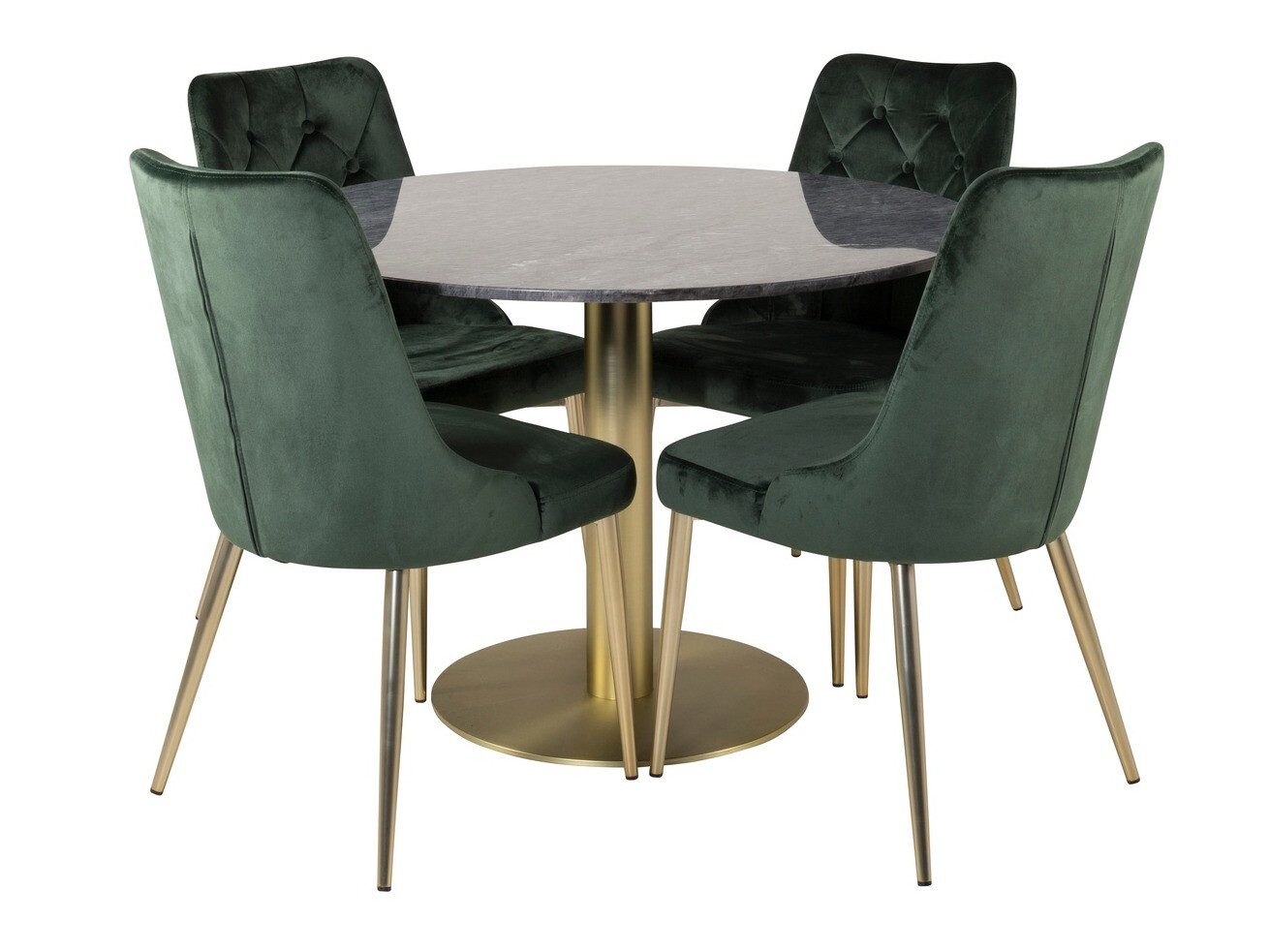 Salle à manger complète Dallas 370 (Vert + Doré)