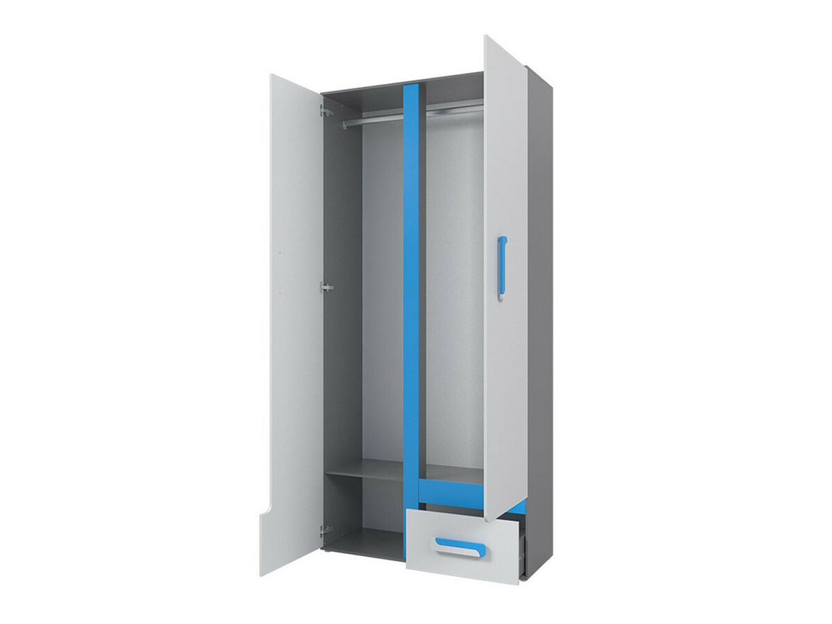 Chambre enfant complète Levtala 120 (Anthracite + Blanc + Turquoise)