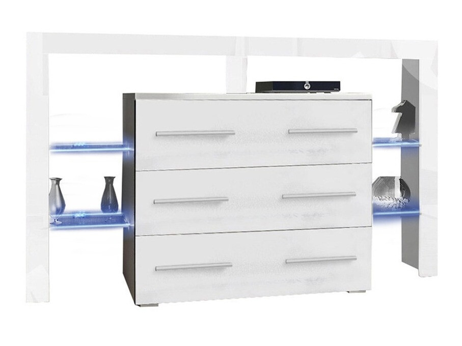 Commode Aestas I (Blanc + Blanc brillant)