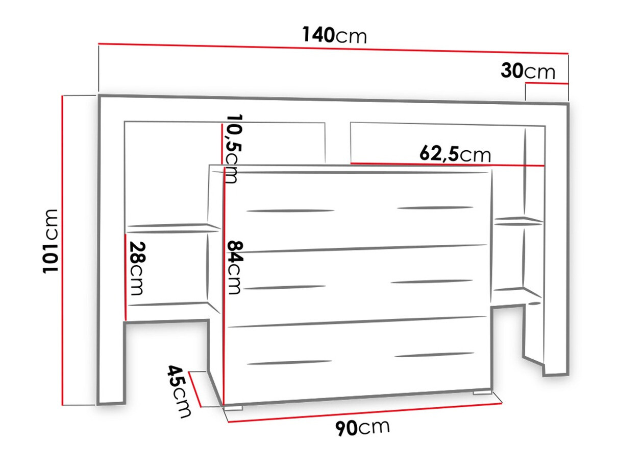 Commode Aestas I (Blanc + Noir brillant)