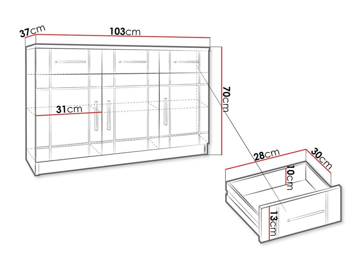 Commode Tucson 145 (Sonoma chêne + Blanc)