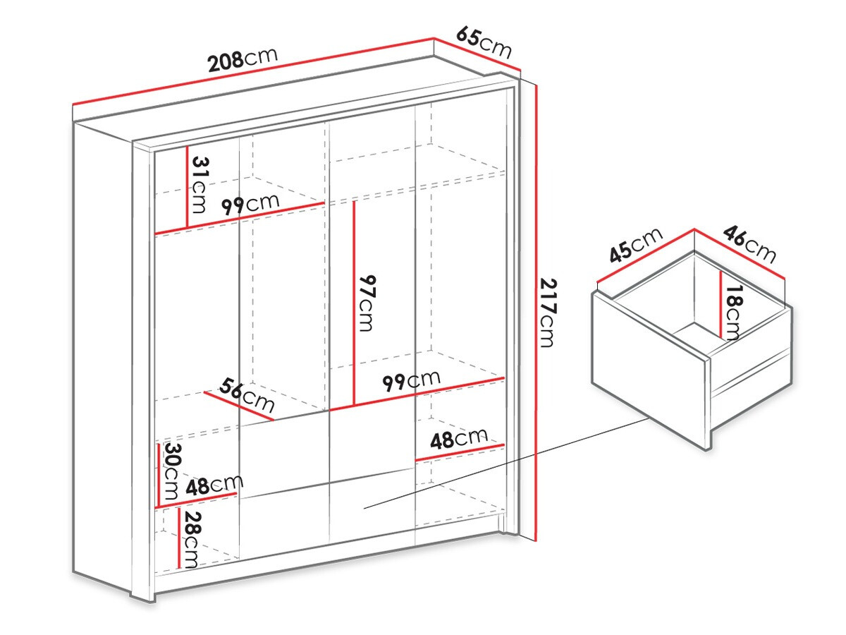 Armoire Honolulu 139 (Graphite)