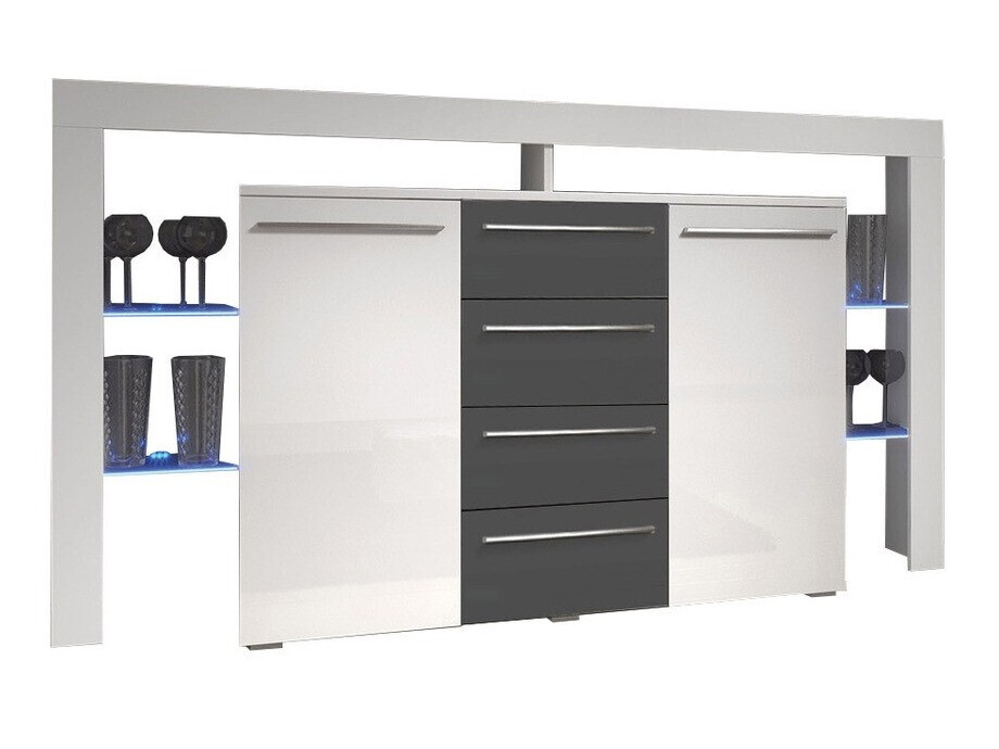 Commode Aestas (Blanc + Gris brillant)