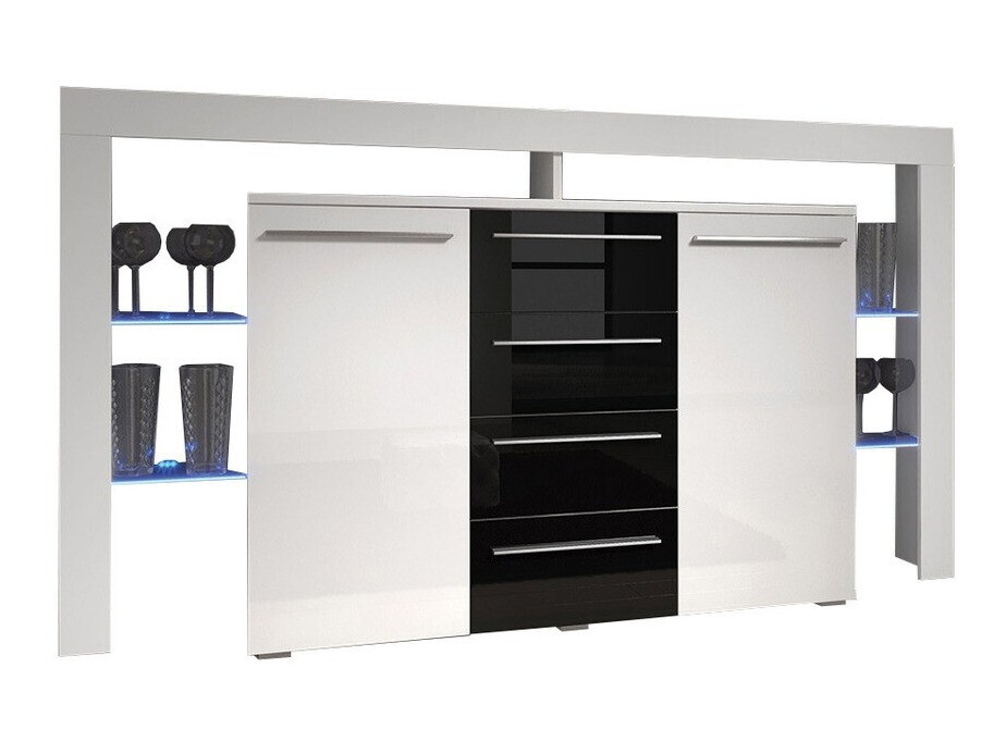 Commode Aestas (Blanc + Noir brillant)