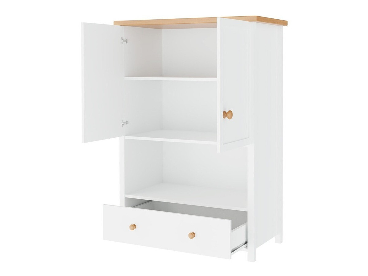 Commode Romelbo 144 (Blanc + Chêne)