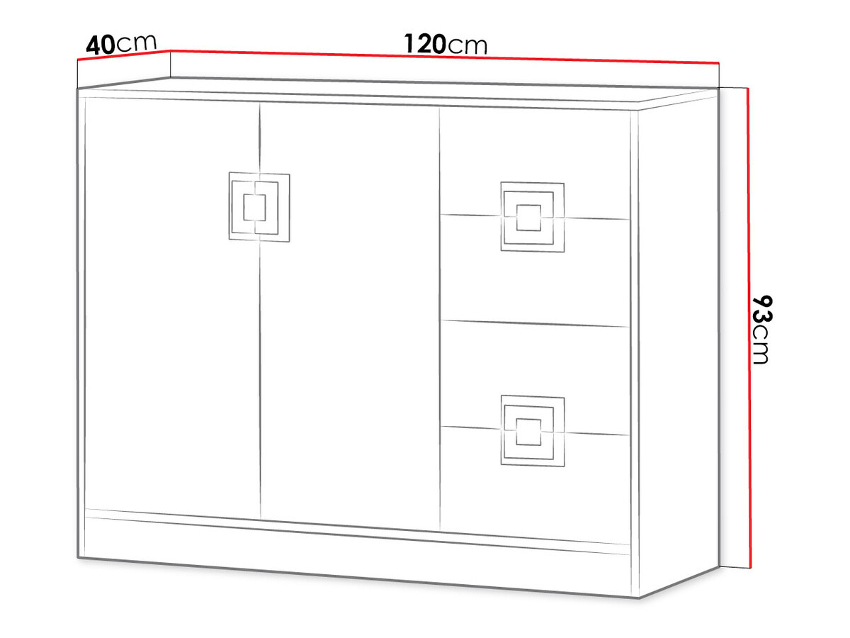 Commode Balvire 100 (Chêne clair + Blanc + Gris)