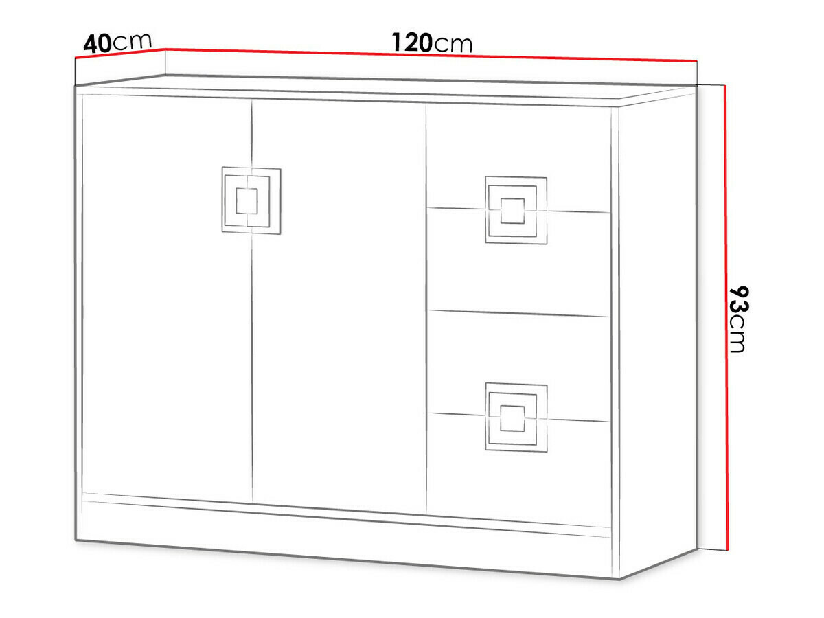 Commode Balvire 100 (Chêne clair + Blanc + Rose)