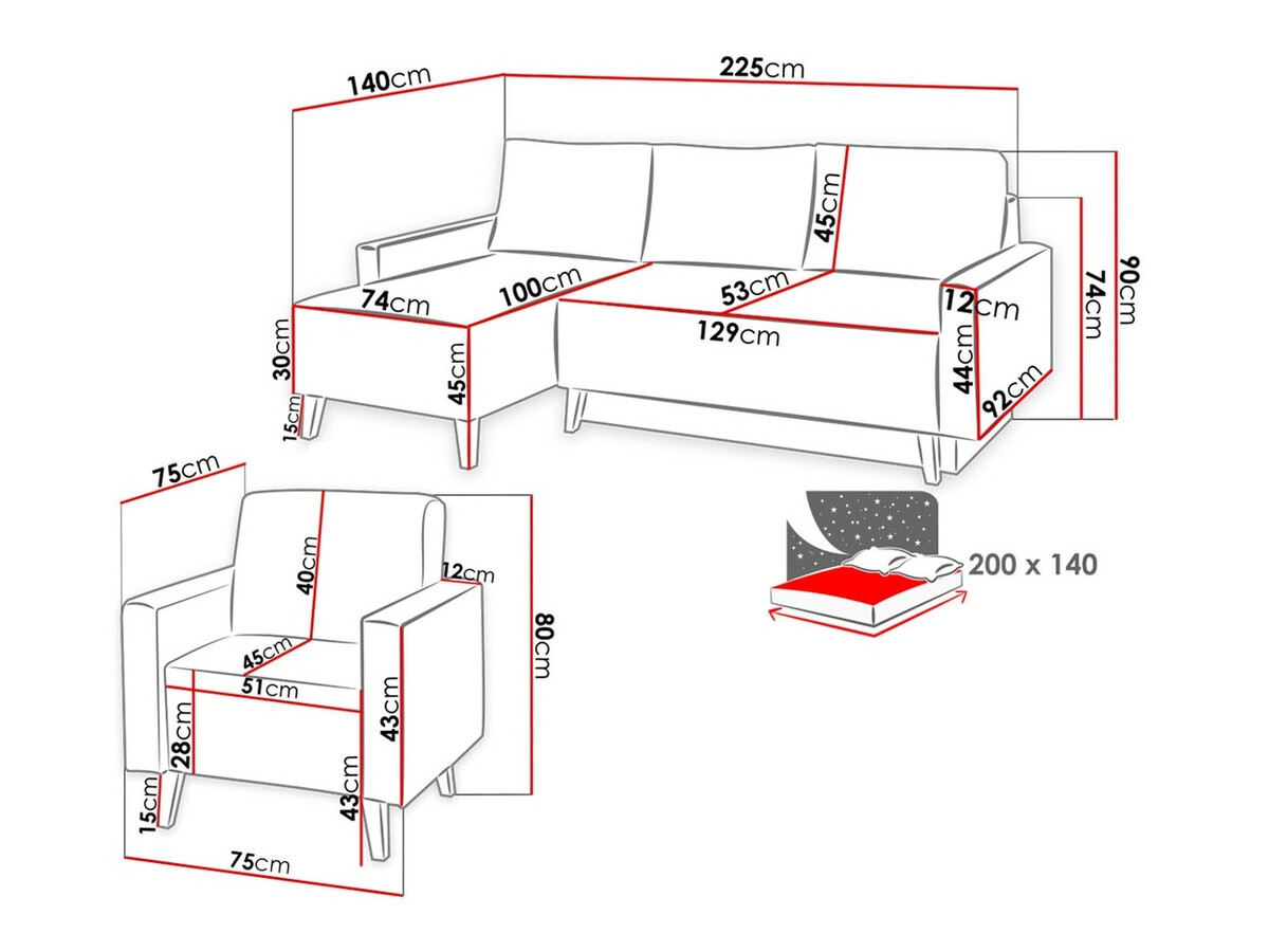 Ensemble de canapés Delbene 105 (Moric 03)
