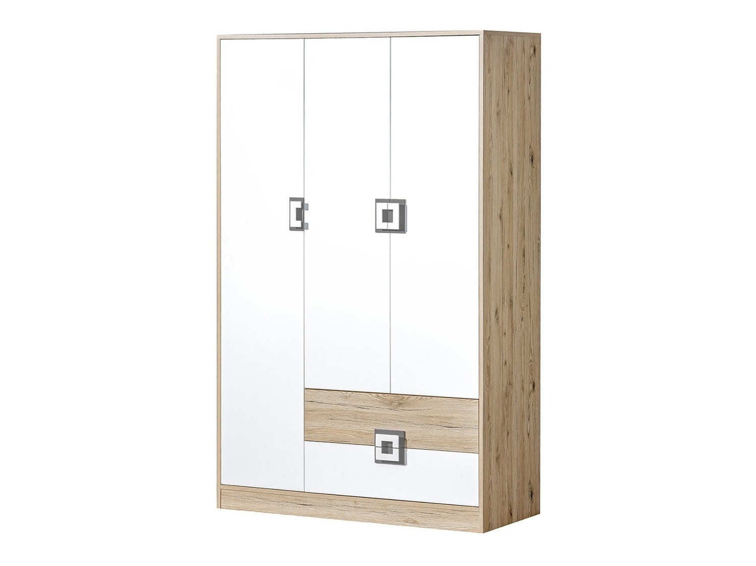 Armoire Balvire 104 (Chêne clair + Blanc + Gris)