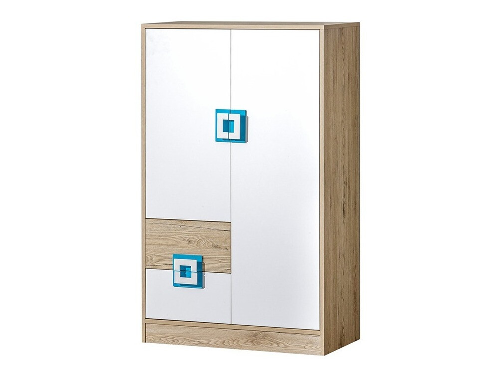 Commode Balvire 108 (Chêne clair + Blanc + Turquoise)