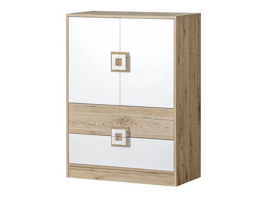 Commode Balvire 109 (Chêne clair + Blanc)
