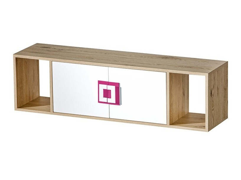 Étagère murale Balvire 112 (Chêne clair + Blanc + Rose)