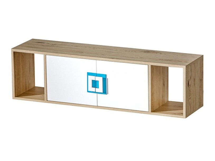 Étagère murale Balvire 112 (Chêne clair + Blanc + Turquoise)