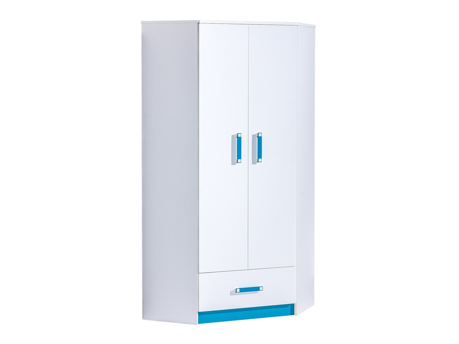 Armoire d'angle Lorlare 112 (Blanc + Turquoise)