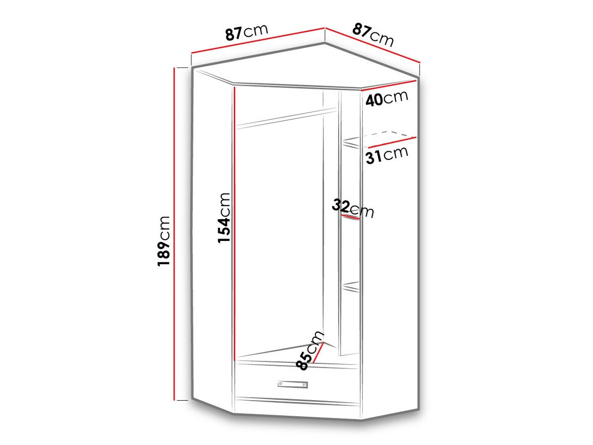 Armoire d'angle Lorlare 112 (Blanc + Turquoise)