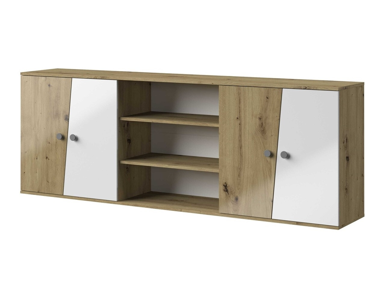 Armoire murale Mirelbu 115 (Chêne Artisan + Blanc brillant + Gris)