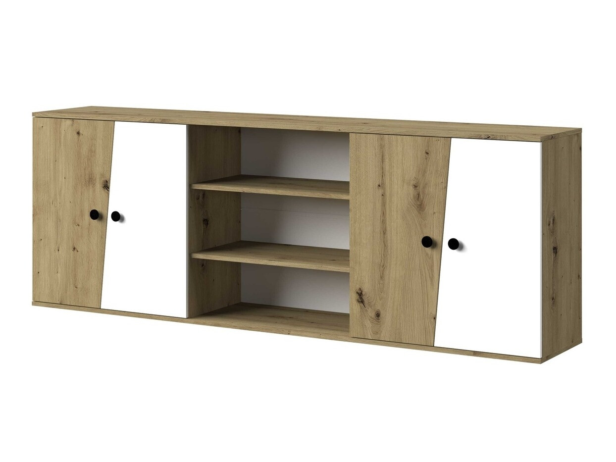 Armoire murale Mirelbu 115 (Chêne Artisan + Blanc + Noir)