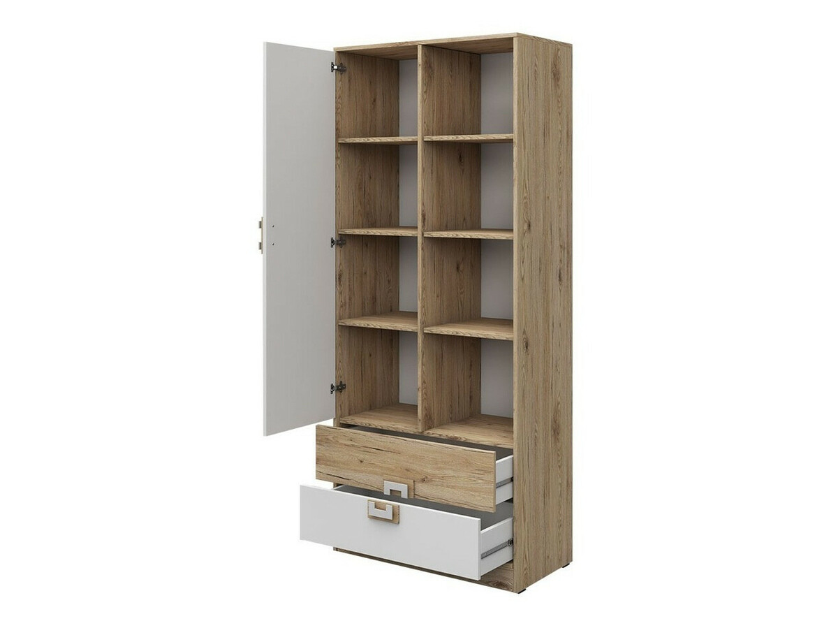 Chambre enfant complète Balvire 116 (Chêne clair + Blanc + Gris)