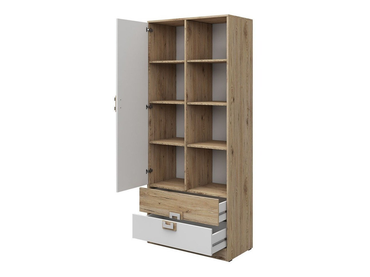 Chambre enfant complète Balvire 116 (Chêne clair + Blanc + Turquoise)