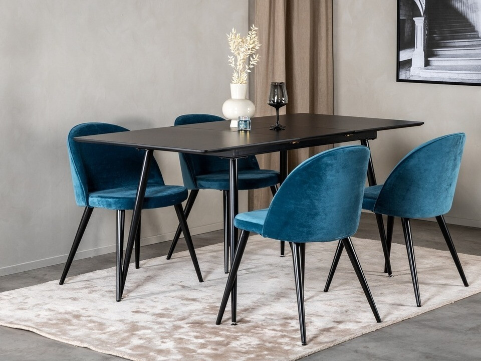 Salle à manger complète Dallas 1521 (Bleu + Noir)