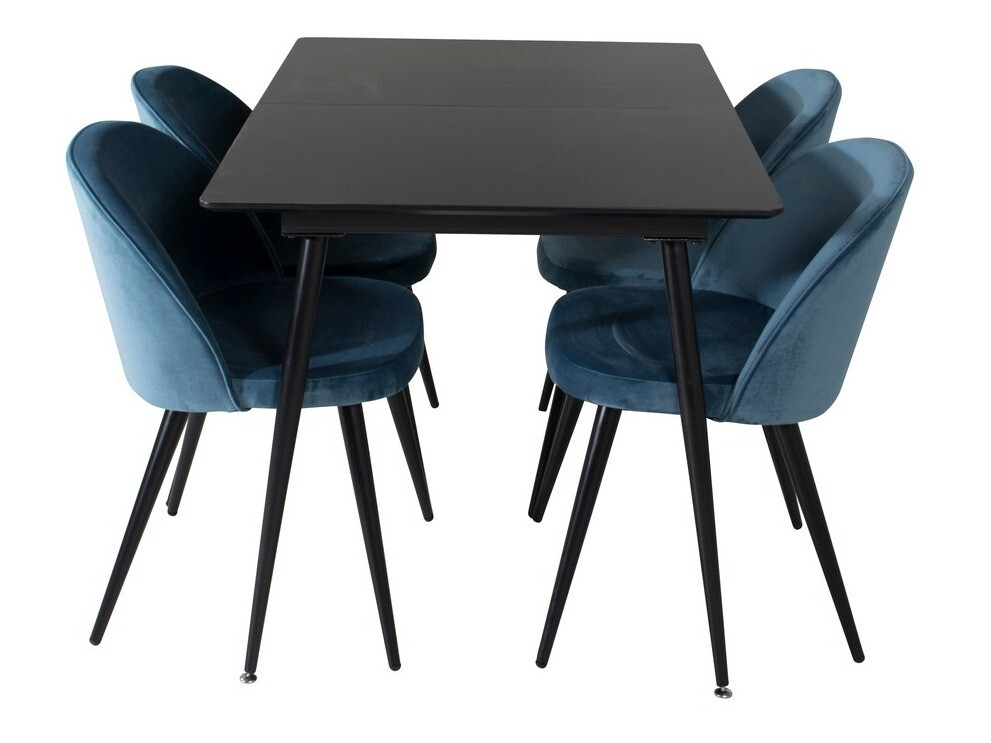 Salle à manger complète Dallas 1521 (Bleu + Noir)